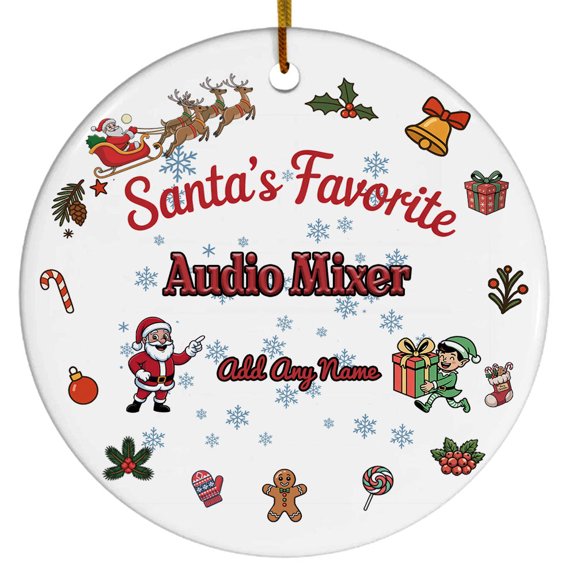 Santa's Favorite Audio Mixer Ceramic Ornament, Custom Christmas Ornament, Christmas 2025 Tree Decoration, Gift for Family, Friends & Coworkers