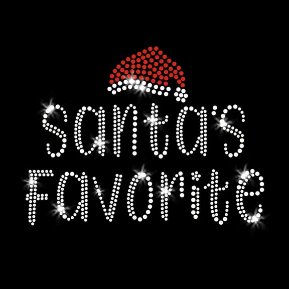 Santa's Favorite Christmas Claus Iron-on Bling Clear and Red Rhinestone Crystals Transfer by JCS Rhinestones