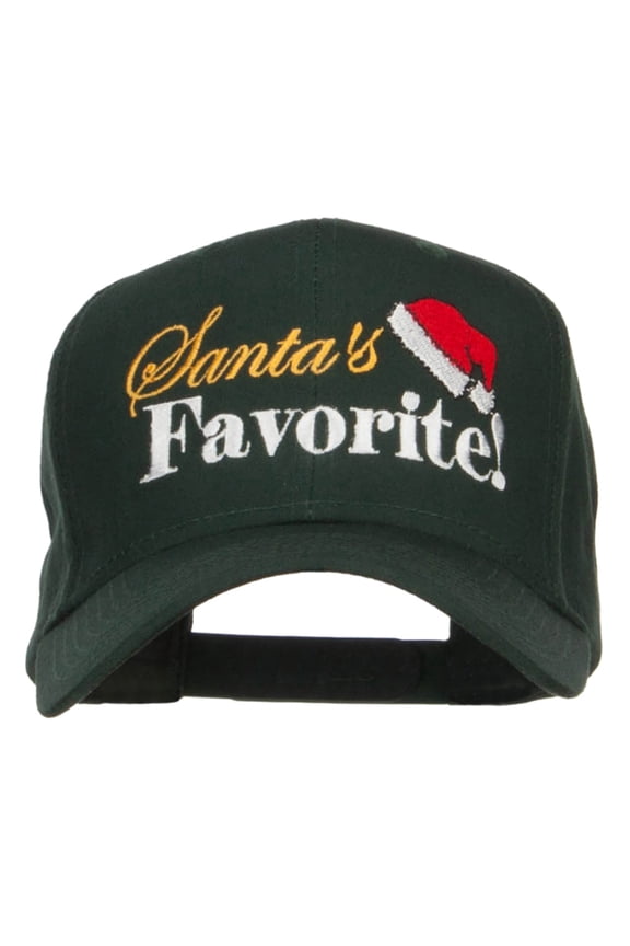 Santa's Favorite Embroidered High Profile Cap - Dk Green OSFM