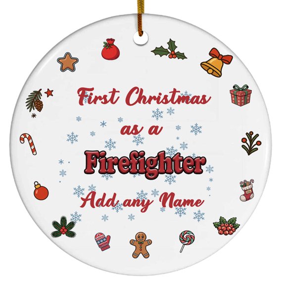 Santa's Favorite Firefighter Ceramic Ornament, Custom Christmas Ornament, Christmas 2025 Tree Decoration, Gift for Family, Friends & Coworkers