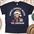 thumbnail image 1 of Santa’s Favorite Helper The Librarian T-Shirt | Cute Christmas Elf Reading Tee, Navy, Size S, 1 of 6