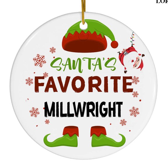 Santa's Favorite Millwright Christmas Ceramic Ornament, Funny Holiday Gift, Tree Decor