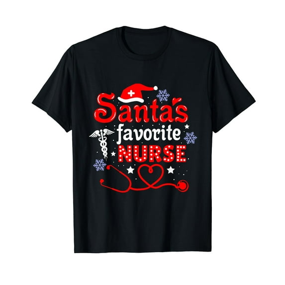 Santa's Favorite Nurse Christmas Short Sleeve T-Shirt