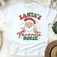 thumbnail image 1 of Santa’s Favorite Nurse T-Shirt for Women, Funny Christmas Graphic Tee, White, Size S, 1 of 6