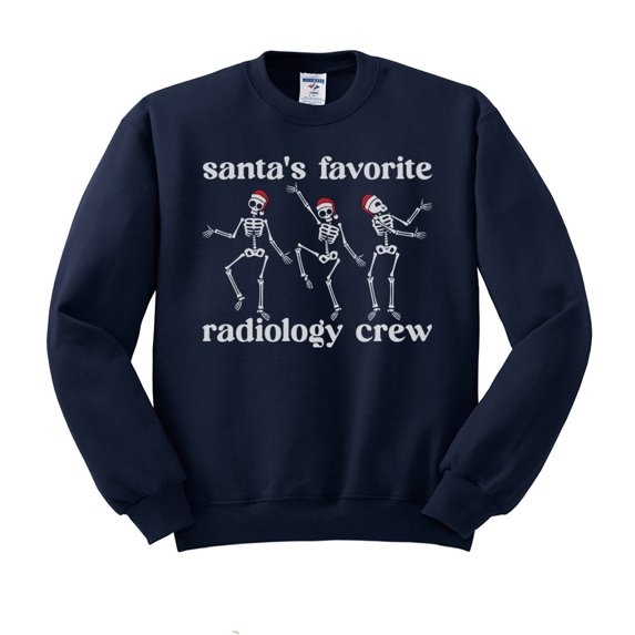 Santa's Favorite Radiology Crew Sweatshirt Unisex Small Navy