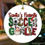 Santas Favorite Soccer Goalie Plaid Ornament, Football Christmas Gift