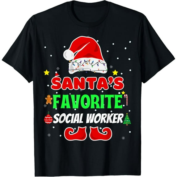 Santa's Favorite Social Worker Matching Family Christmas T-Shirt
