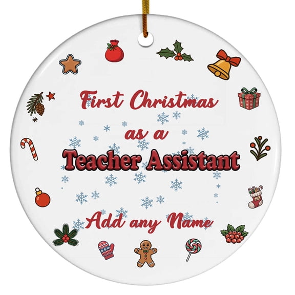 Santa's Favorite Teacher Assistant Ceramic Ornament, Custom Christmas Ornament, Christmas 2025 Tree Decoration, Gift for Family, Friends & Coworkers