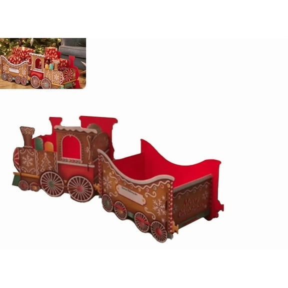 Cardboard Christmas Presents Train - Santa Gift Trains Set with Spacious Compartments, Deliver Holiday Cheer in Style B