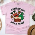 thumbnail image 1 of Santa’s Got Stuck Again Shirt | Funny Santa Chimney Graphic Tee for Adults, Light Pink, Size M, 1 of 6
