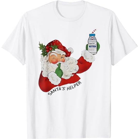 Santa's Helper ICU CRNA Propofol Pharmacist Nurse Christmas T-Shirt