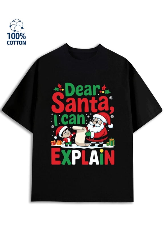 Santa's List T-Shirt for men Christmas 180G 100% Cotton black humor Christmas crew Basic Unisex Shirt Printed tshirts Vintage Unisex Shirt Graphic Tee tshirts