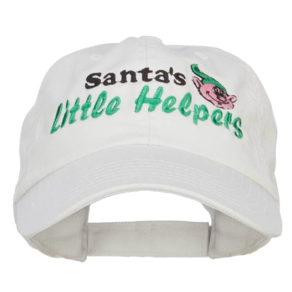 Santa's Little Helpers Embroidered Pet Spun Cap - White OSFM