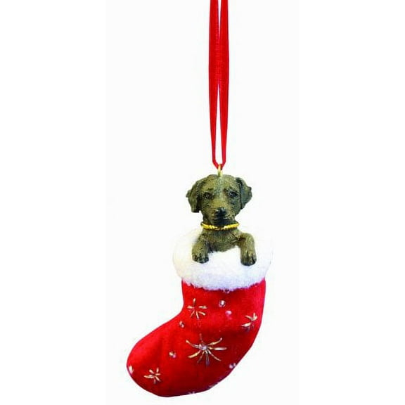 Santa's Little Pals Chocolate Labrador Stocking Christmas Ornament