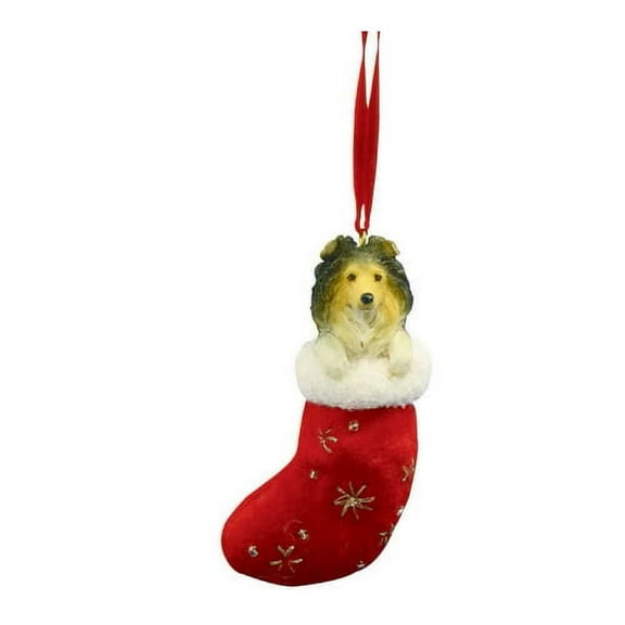 Sheltie Christmas Stocking Ornament with "Santa's Little Pals" Hand Painted