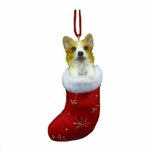 Santa's Little Pals Welsh Corgi Stocking Christmas Ornament