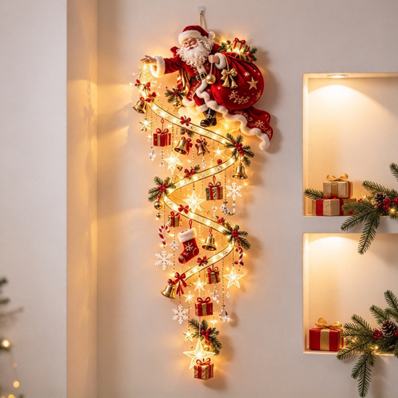 Santa’s Magical Christmas Cascade Light, Versatile Glowing Christmas Decor, Suitable for Indoor Wall Window Door Holiday Display