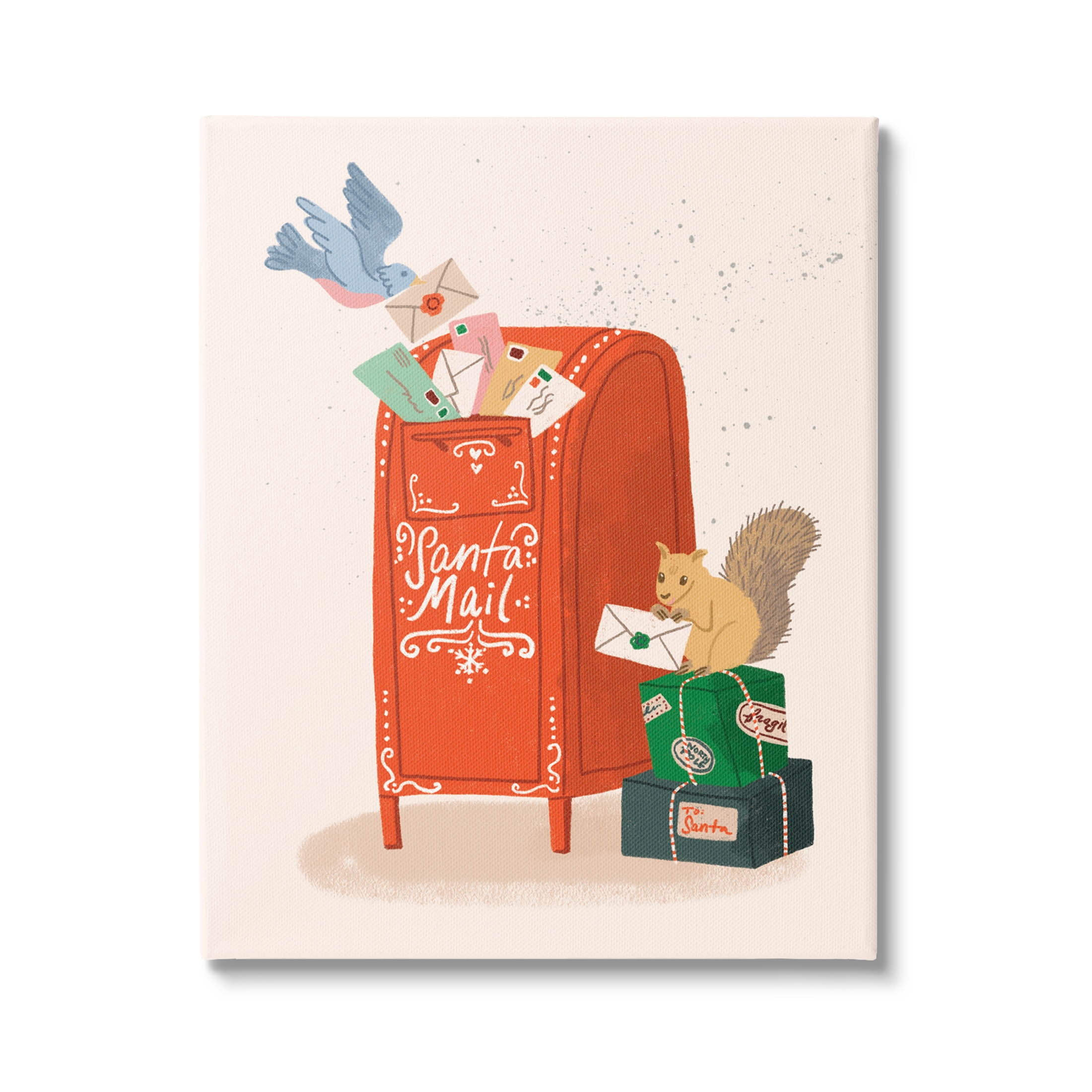 Santa's Mail Postal Letters Animals Holiday Graphic Art Gallery Wrapped Canvas Print Wall Art