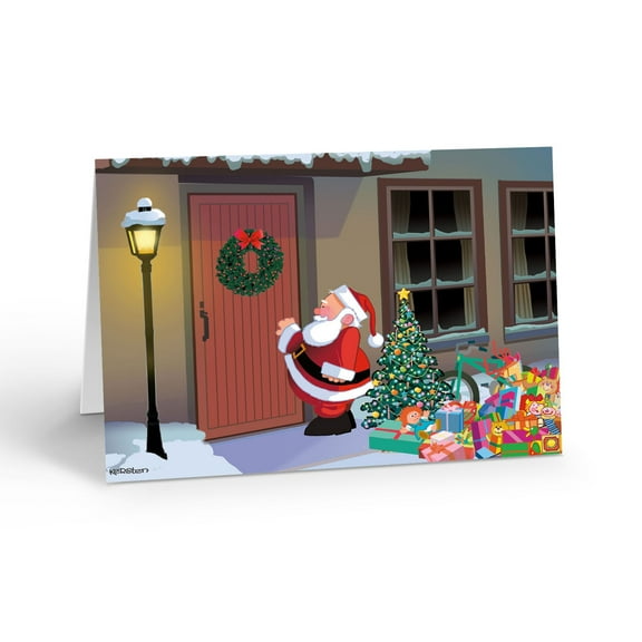 Santa's Making His Deliveries Christmas Card - 18 Holiday Cards with 19 Envelope