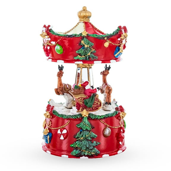 Santa's Merry Carousel Ride Spinning Musical Figurine