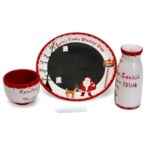 Santa's Message Plate Set, Santa Cookie Plate, Santa Milk jar, and Reindeer Treat Bowl