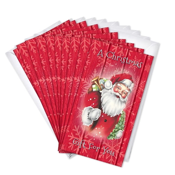 Santa's Pack Christmas New Years Cards | 20 Pack Bulk Set (3.5x6.5)
