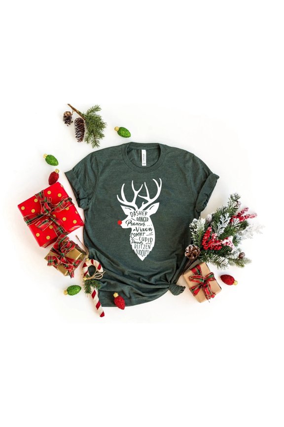 Santa's Red Nose Reindeers, Dasher Prancer Vixen Comet Deer Donne Blitzen Rudolph, Reindee