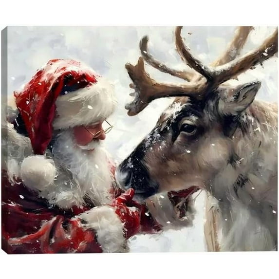 Santa's Reindeer Framed Christmas Canvas Wall Art for Living Room, Winter Pictures Wall Decor Canvas Prints for Bedroom, Santa Christmas Gifts, Poster Artwork for Wall Decorations