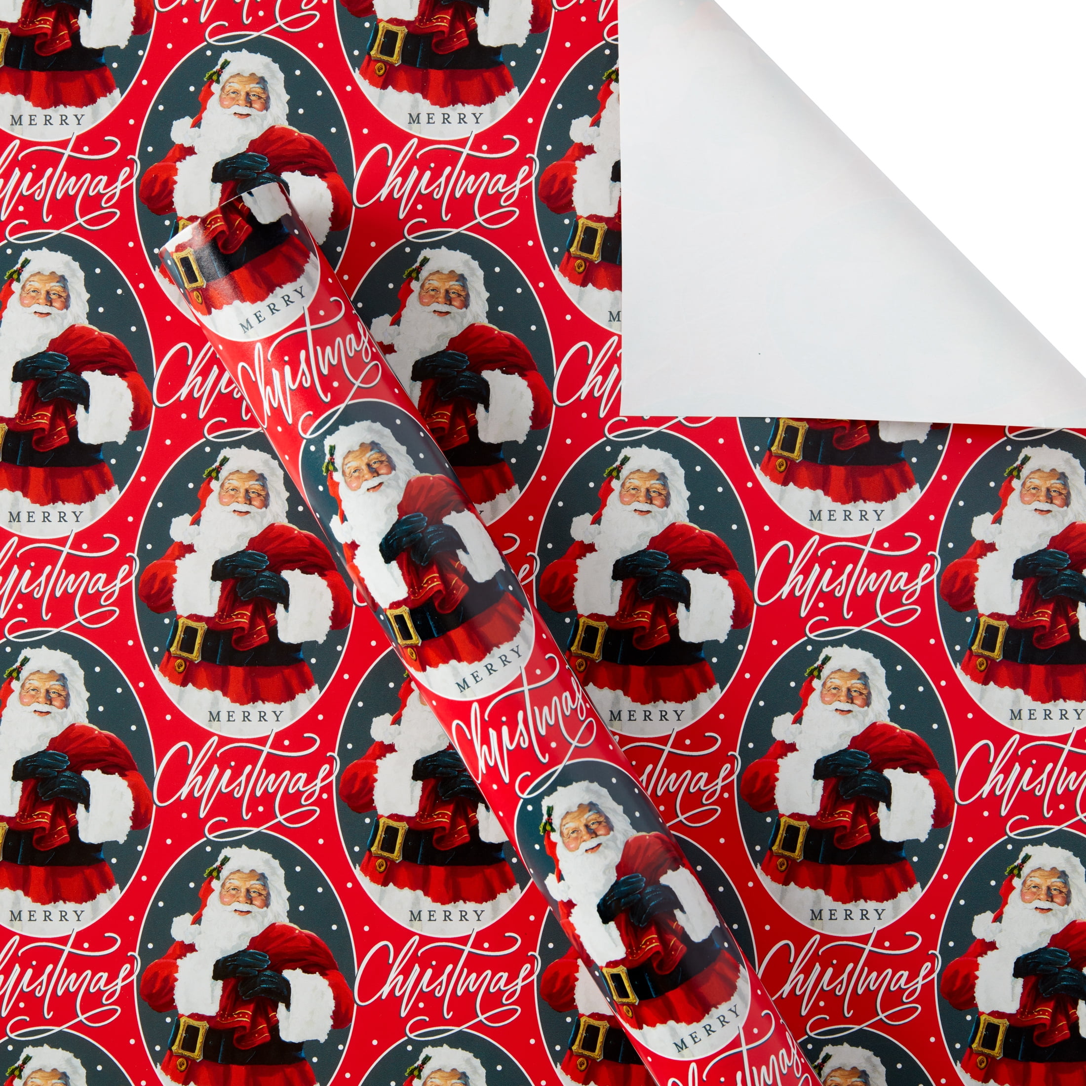 Santa Red Wrapping Paper set of 3 white Matte / 28.7519.75, Christmas  Wrapping Paper Sheets 