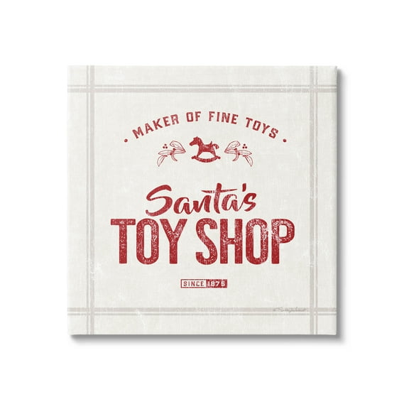 Santa's Toy Shop Vintage Sign Holiday Graphic Art Gallery Wrapped Canvas Print Wall Art