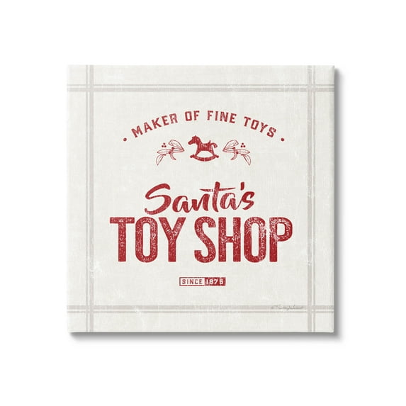 Santa's Toy Shop Vintage Sign Holiday Graphic Art Gallery Wrapped Canvas Print Wall Art