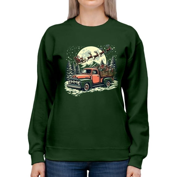 Santa's Vintage Christmas Truck Women's Sweatshirt