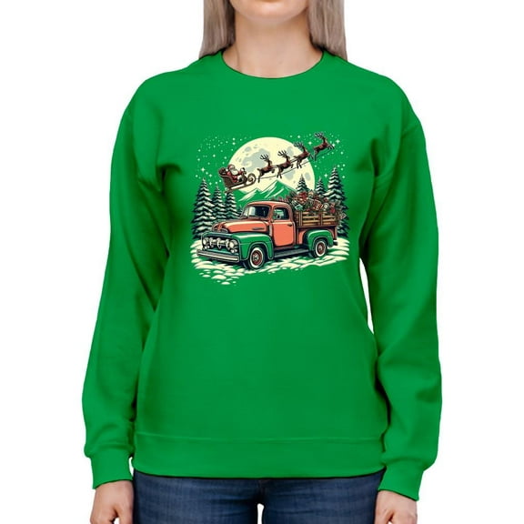 Santa's Vintage Christmas Truck Women's Sweatshirt