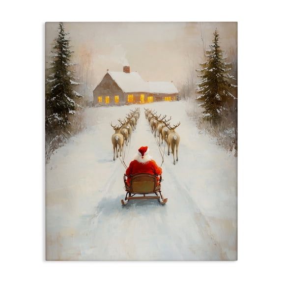 Stupell Industries Santa's Visit Sleigh Ride Canvas Wall Art, design by Arlington Prints
