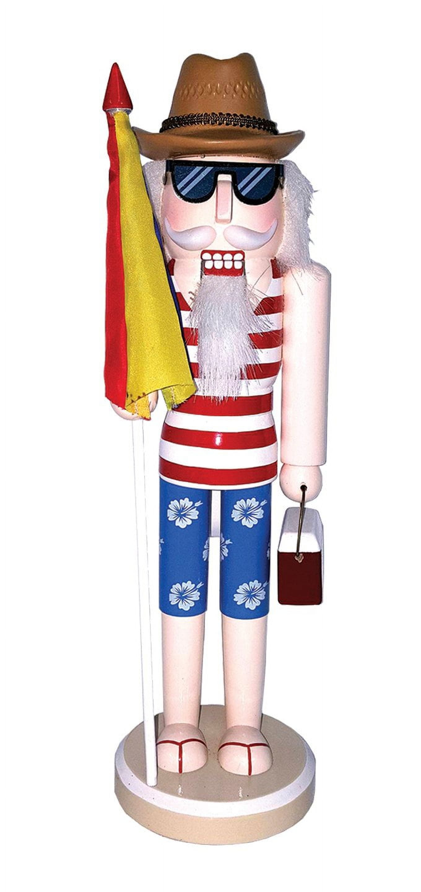 14" Red and Blue Beach-Themed Christmas Nutcracker