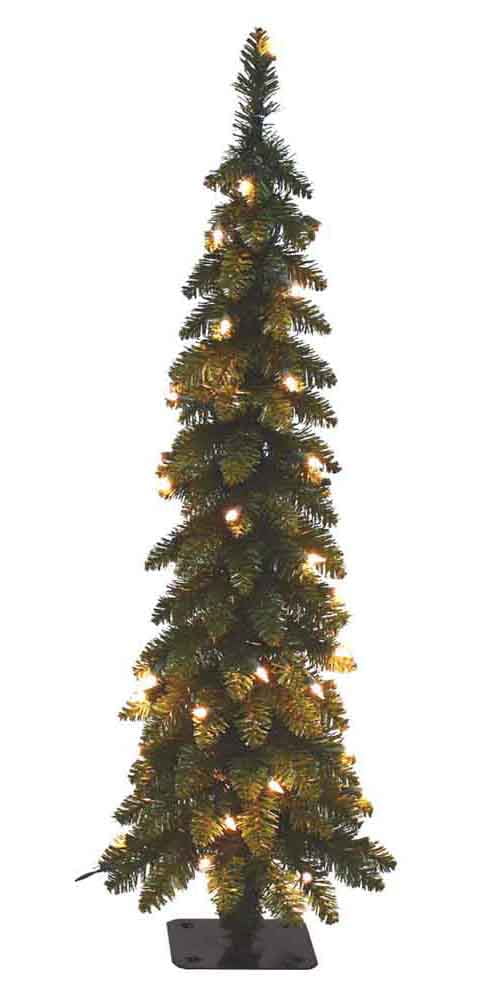 4-Foot White Fir Pencil Slim Christmas Tree with Lights