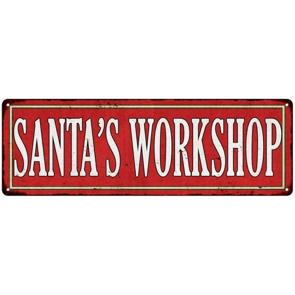 Santa's Workshop Holiday Christmas Metal Sign 6x18 206180065002