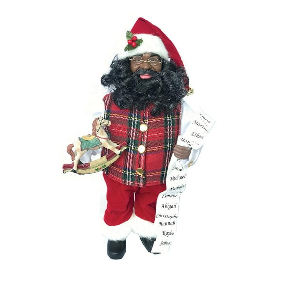 Santa's Workshop Indoor Home Christmas Decorative 15" Black Santa with Horse