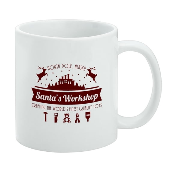 Santa's Workshop Logo Christmas Toys North Pole Alaska White Mug