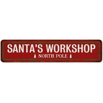 Santa‘s Workshop The North Pole Fashion Chic Garage Signs Room Signs Christmas Lovers Holiday Home Decor Aluminum Metal Sign for Bedroom Gate Fence 4"x16"