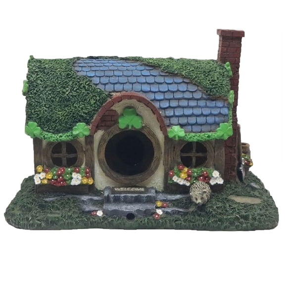 Santa's Workshop Outdoor Decorative 9.5" Resin Irish Cottage Bird House