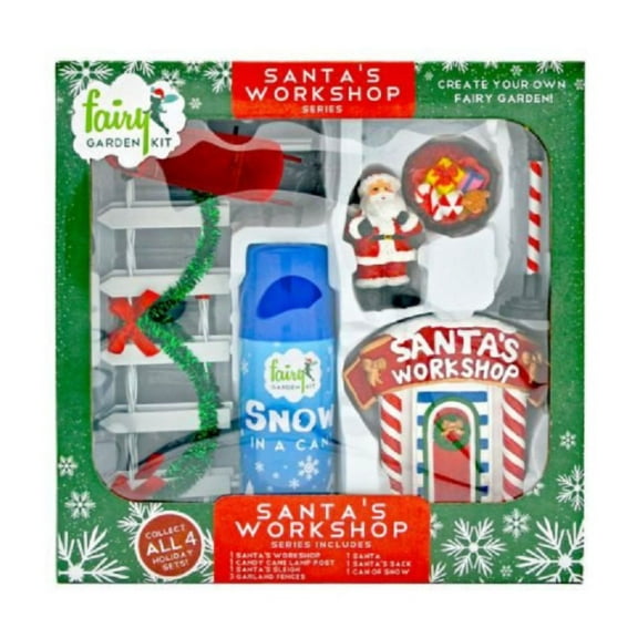 Santa's Workshop Polyresin Fairy Garden Kit, 9-Pieces Holiday Christmas Set