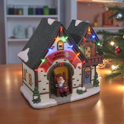 Santa's Workshop Porcelain Christmas Village with LED Lights$$Home Decor, Kitchen, & Other