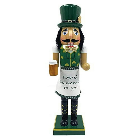 Santa's Workshop Top of the Mornin to You Irish Wood Nutcracker 14 Inch Green