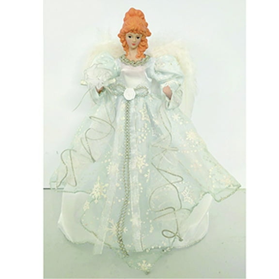 Santa's Workshop White and Silver Angel Christmas Tree Topper 14 Inch