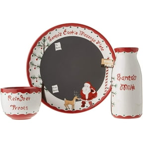 Santa's Writable Message Cookies And Milk Plate Set