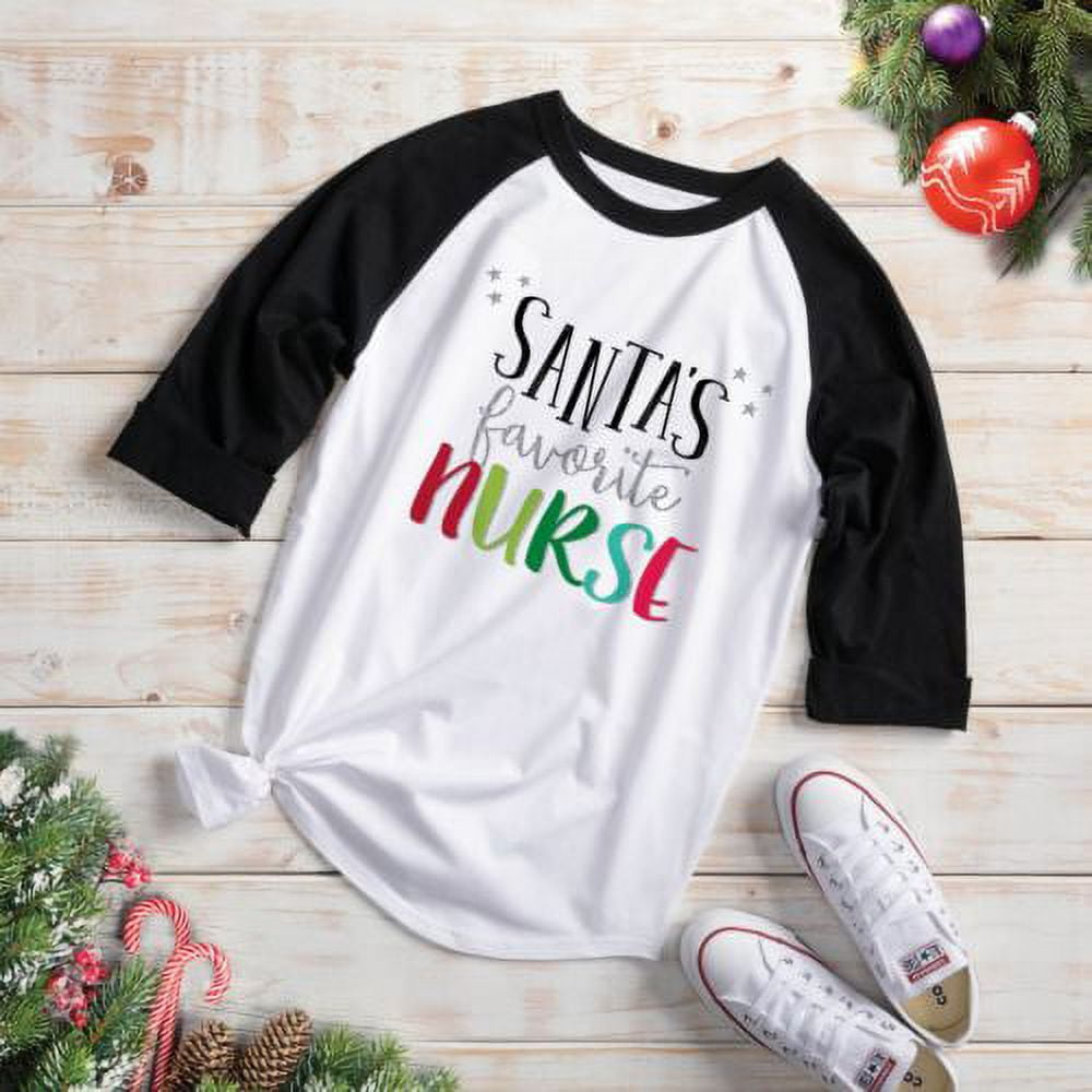 Santa's favorite Nurse Black Sleeve Sports Jersey
