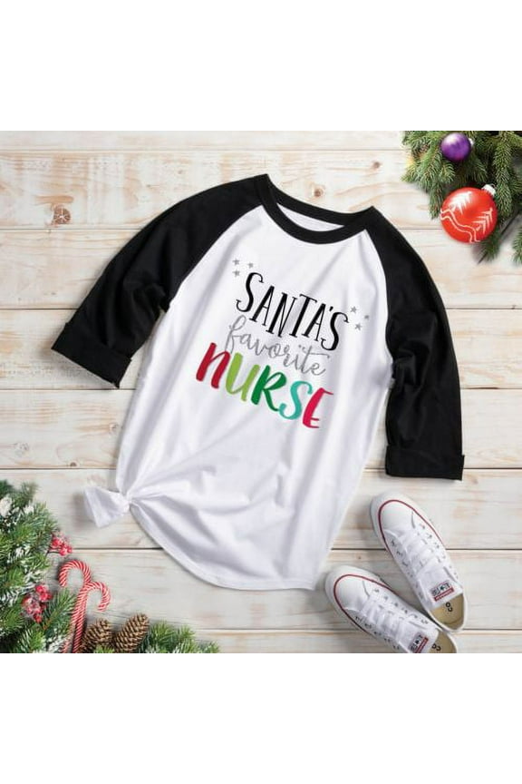 Santa's favorite Nurse Black Sleeve Sports Jersey