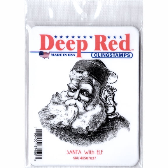 Santa with Elf Rubber Cling Stamp