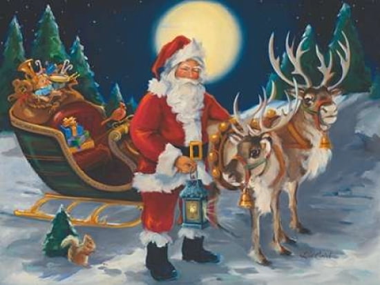 Santa with Lantern Canvas Art - Susan Comish (22 x 28)